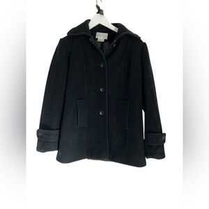 Worthington Black Single Breasted Wool Pea Coat Size Small